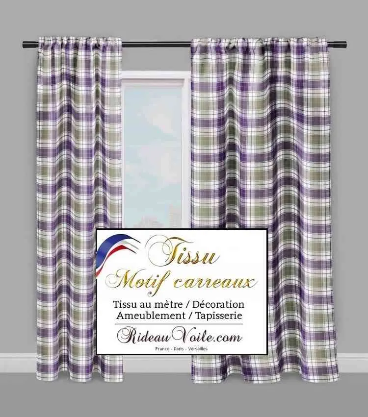 Laine tissu d'ameublement écossais tartan carreaux lilas mètre rideau tapisserie