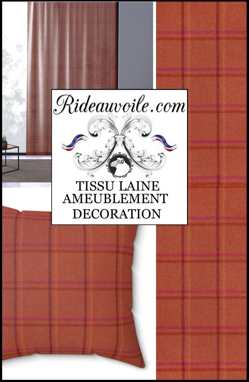 Tissu ameublement intérieur Laine carreaux au mètre confection rideaux ignifugé