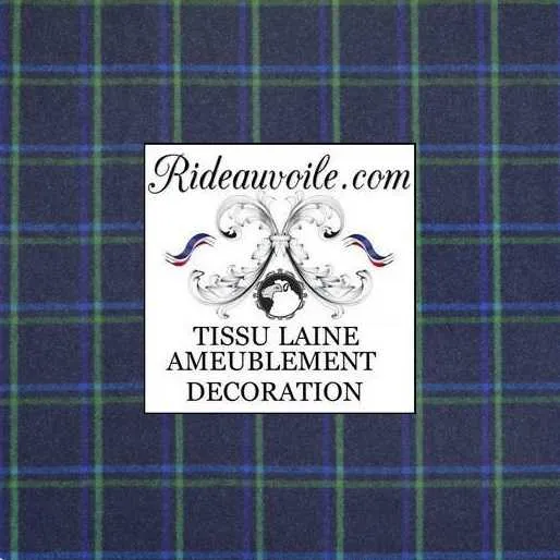 Tissu ameublement ignifugé Laine carreaux plaid au mètre bleu rideau siège