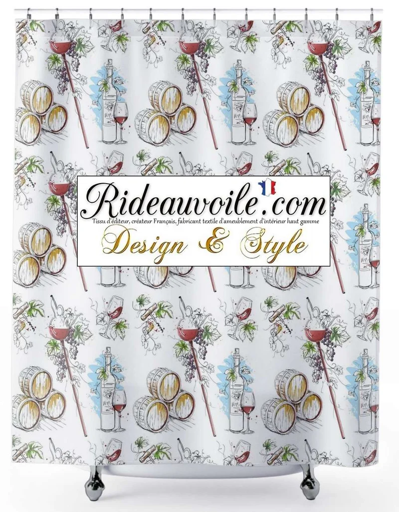 Rideau de douche décoration sur mesure 150x450cm motif imprimé personnalisé