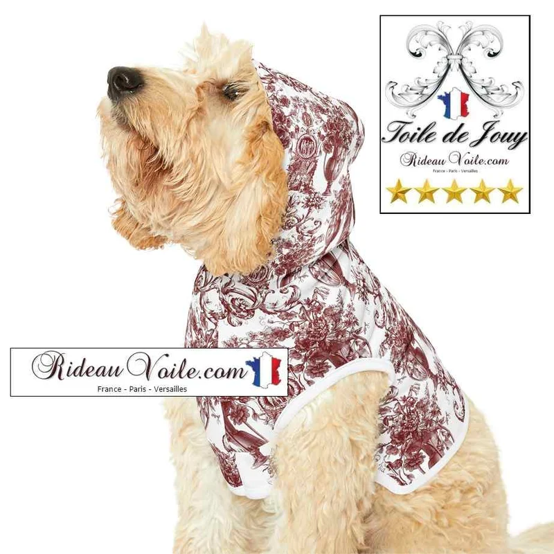 Tissu ancien Toile de Jouy rouge ameublement mètre couture rideau voilage