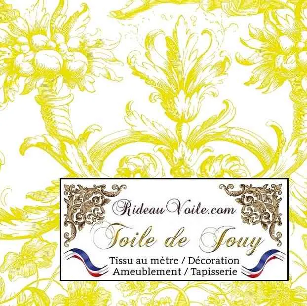 Éditeur textile ameublement imprimé Toile de Jouy jaune mètre rideau voilage tapisserie