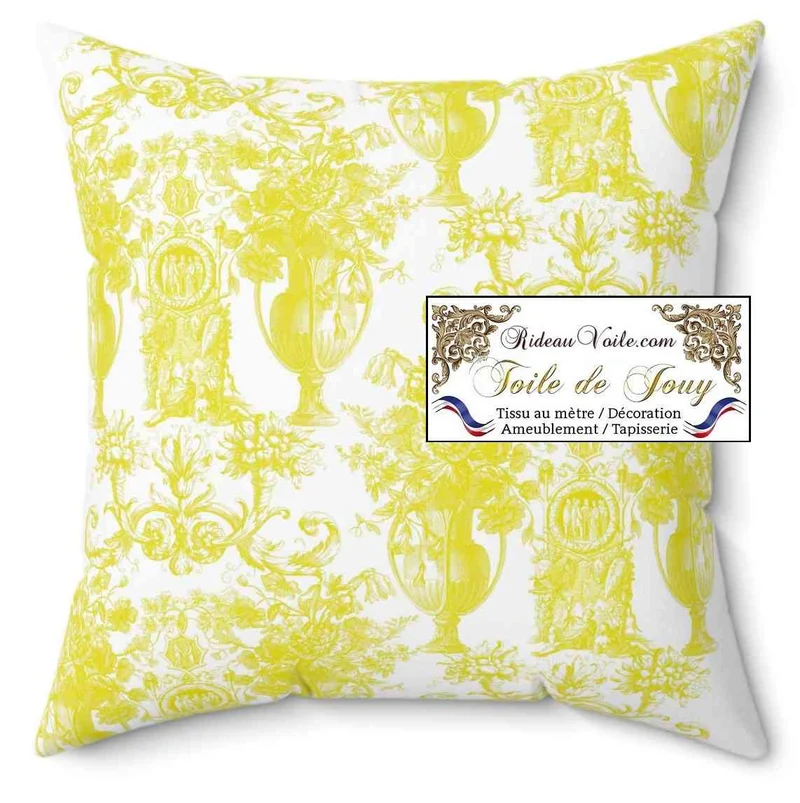 Éditeur textile ameublement imprimé Toile de Jouy jaune mètre rideau voilage tapisserie