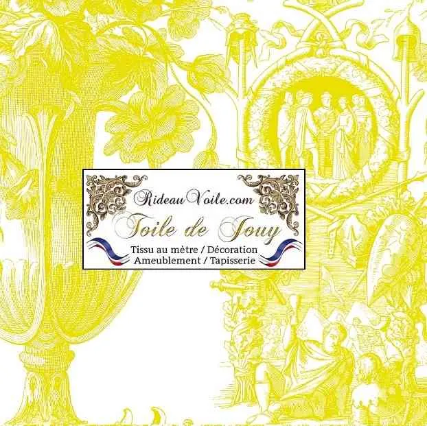 Éditeur textile ameublement imprimé Toile de Jouy jaune mètre rideau voilage tapisserie