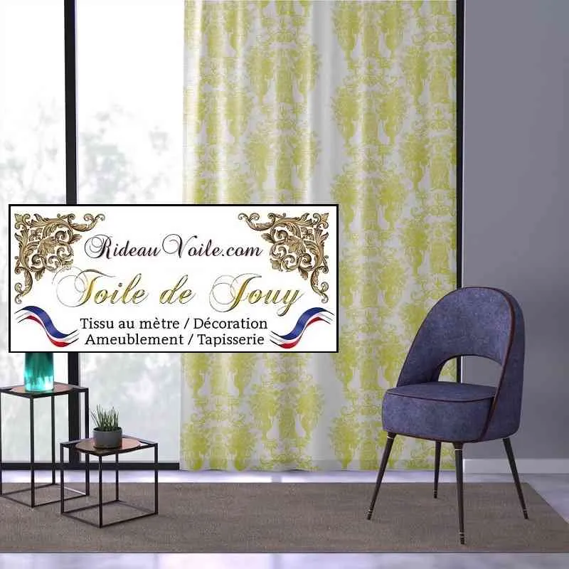 Éditeur textile ameublement imprimé Toile de Jouy jaune mètre rideau voilage tapisserie