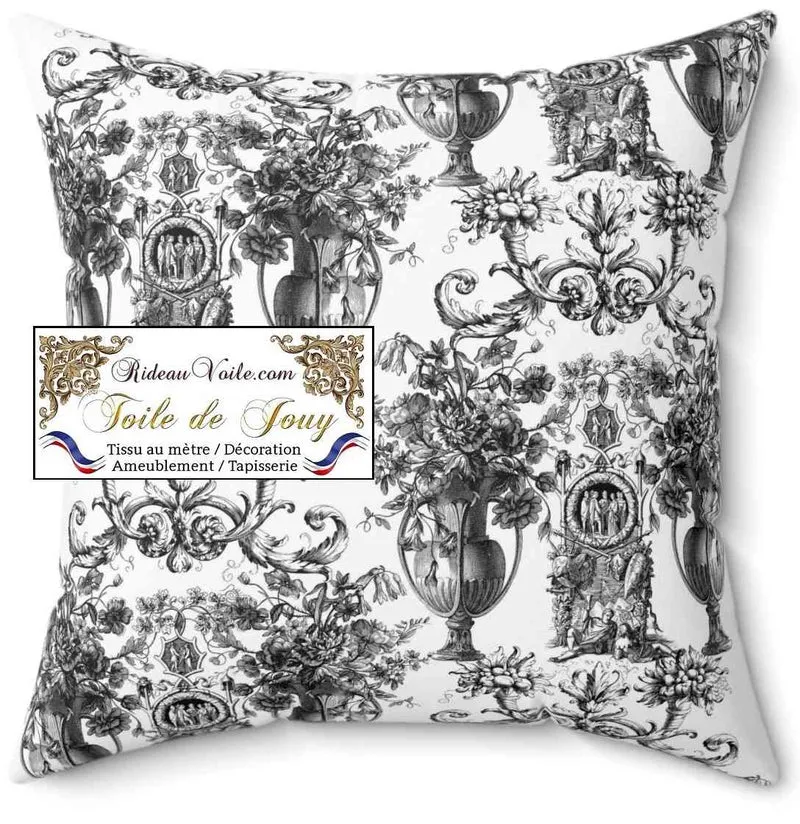 Luxe design Toile de Jouy noir blanc ameublement mètre rideau voilage tapisserie