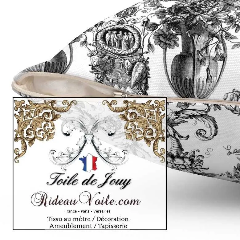 Luxe design Toile de Jouy noir blanc ameublement mètre rideau voilage tapisserie