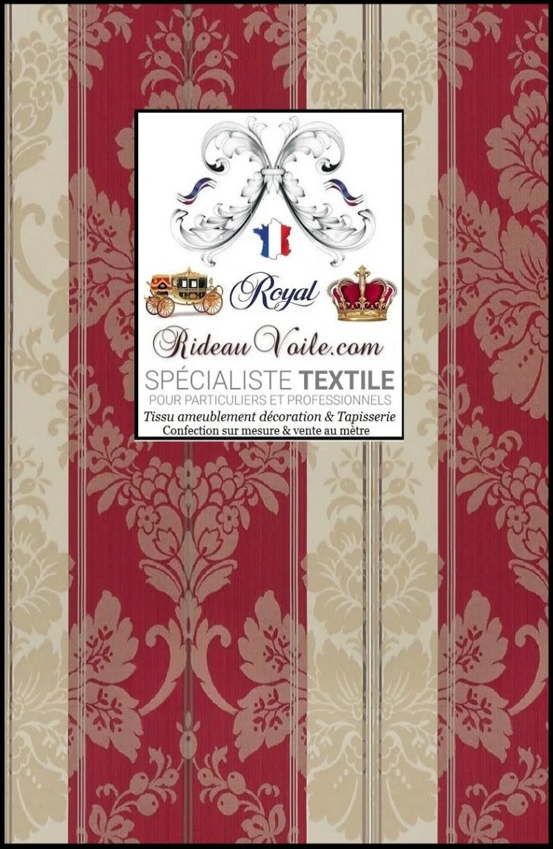Textile ameublement non feu ignifuge Baroque rouge rayé mètre rideau