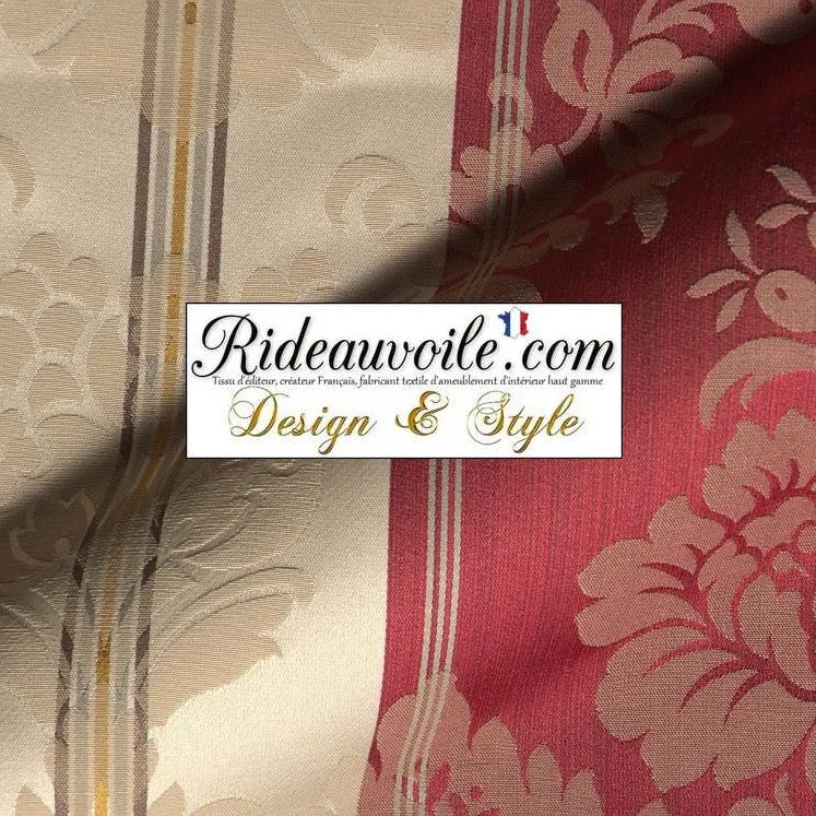 Textile ameublement non feu ignifuge Baroque rouge rayé mètre rideau