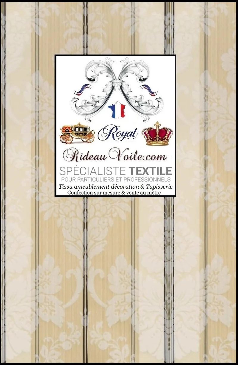 Tissu ignifuge Directoire ameublement Jacquard jaune rayé ivoire mètre rideau