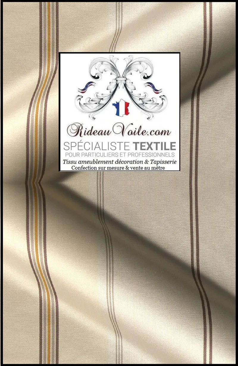 Tissu d'ameublement rayé ivoire M1 Damask 280cm Damasco rayures mètre rideau