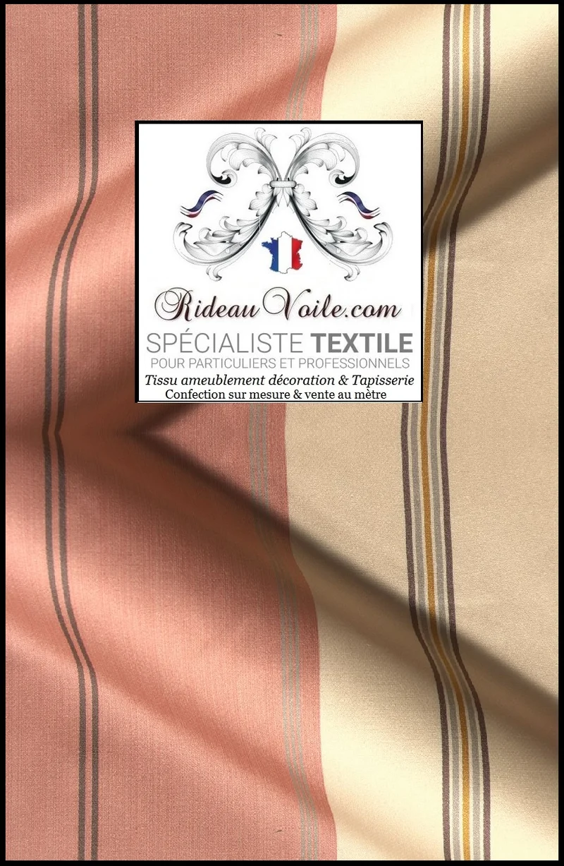 Tissu d'ameublement rayé rose M1 Damask 280cm Damasco rayures mètre rideau