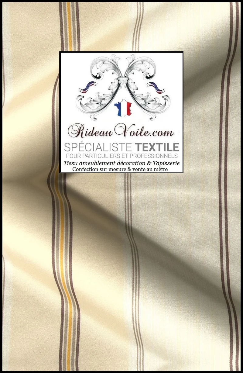 Tissu d'ameublement rayé écru M1 Damask 280cm Damasco rayures mètre rideau