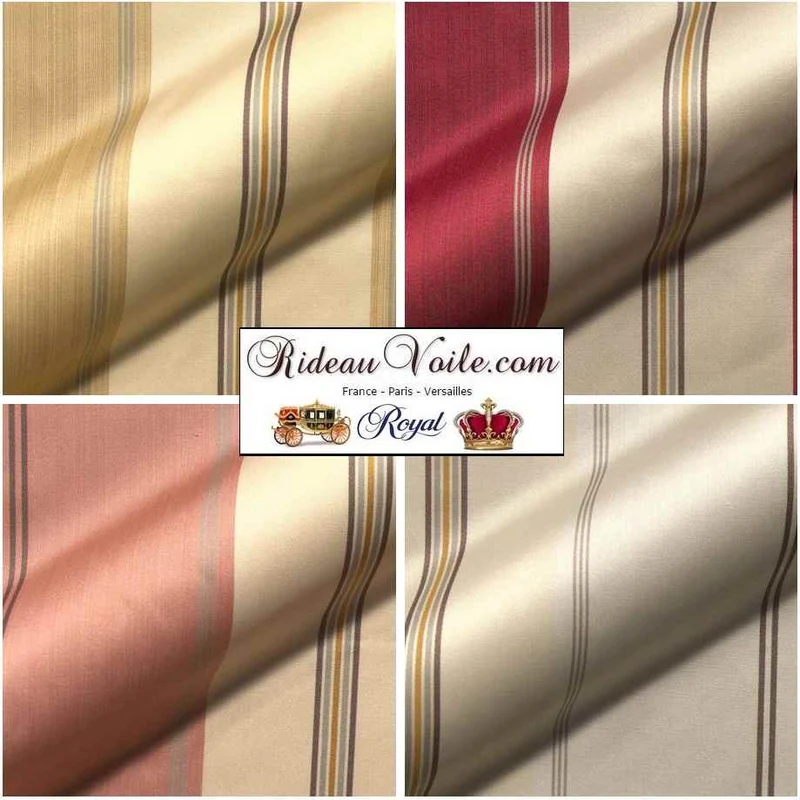 Tissu d'ameublement rayé écru M1 Damask 280cm Damasco rayures mètre rideau