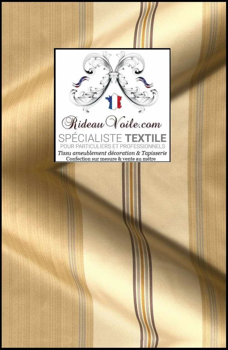 Tissu ameublement rayé anti feu M1 Damask ignifugé jaune Damasco rayures mètre
