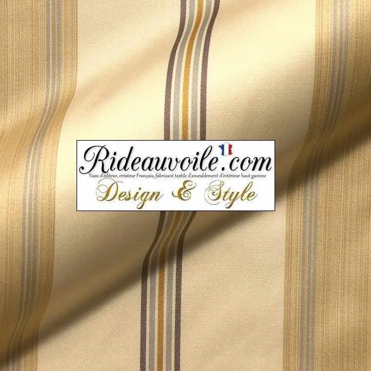 Tissu ameublement rayé anti feu M1 Damask ignifugé jaune Damasco rayures mètre