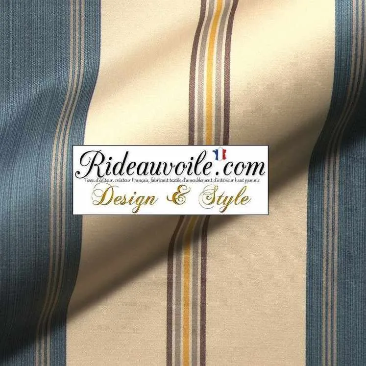 Tissu Jacquard rayé anti feu M1 Damask ignifugé bleu Damasco rayures mètre