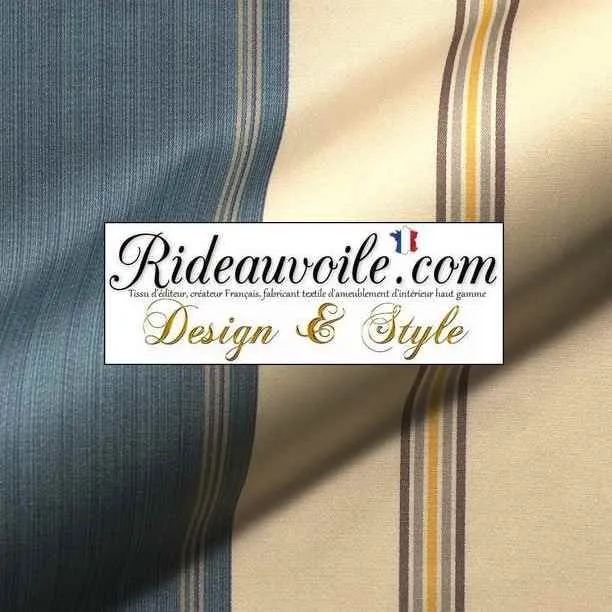 Tissu Jacquard rayé anti feu M1 Damask ignifugé bleu Damasco rayures mètre