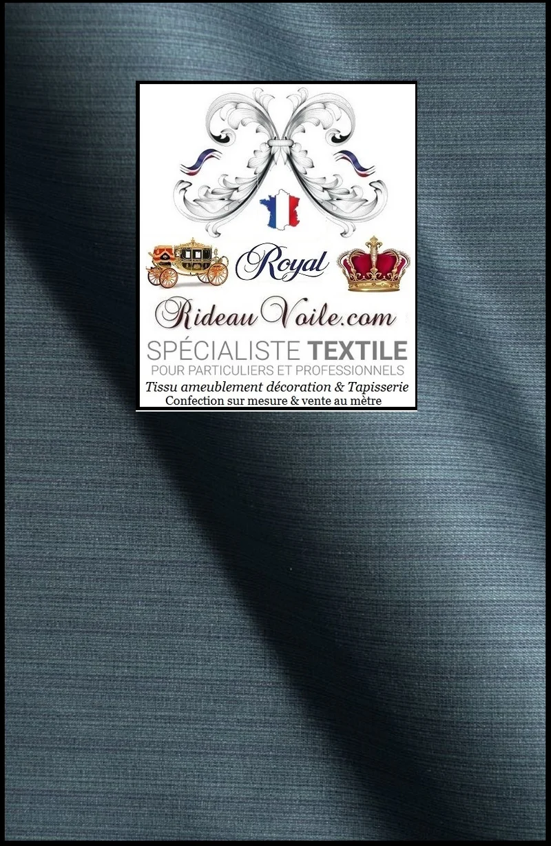 Tissu ignifuge Damask grande largeur vintage Damasco bleu uni mètre rideau
