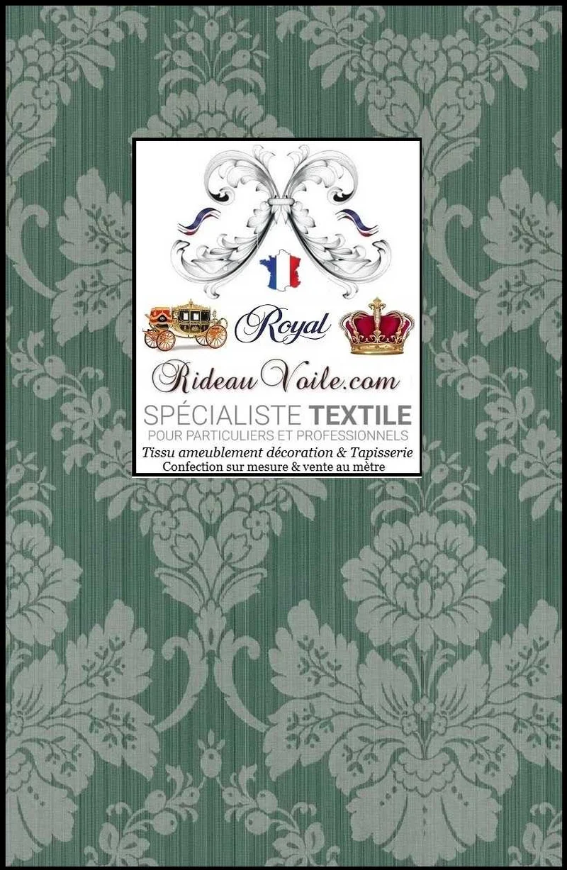 Damasco floral tapisserie Médaillon tissu ameublement ignifuge vert mètre