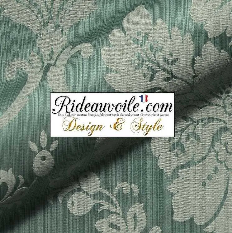 Damasco floral tapisserie Médaillon tissu ameublement ignifuge vert mètre