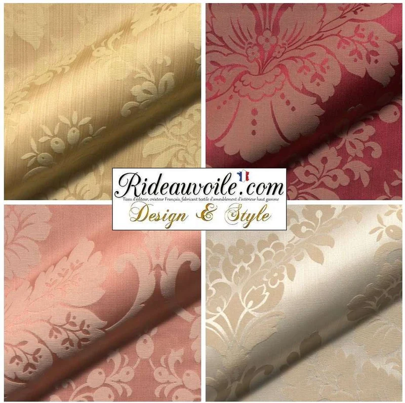 Damasco floral Or ameublement ignifuge mètre rénovation intérieur rideau
