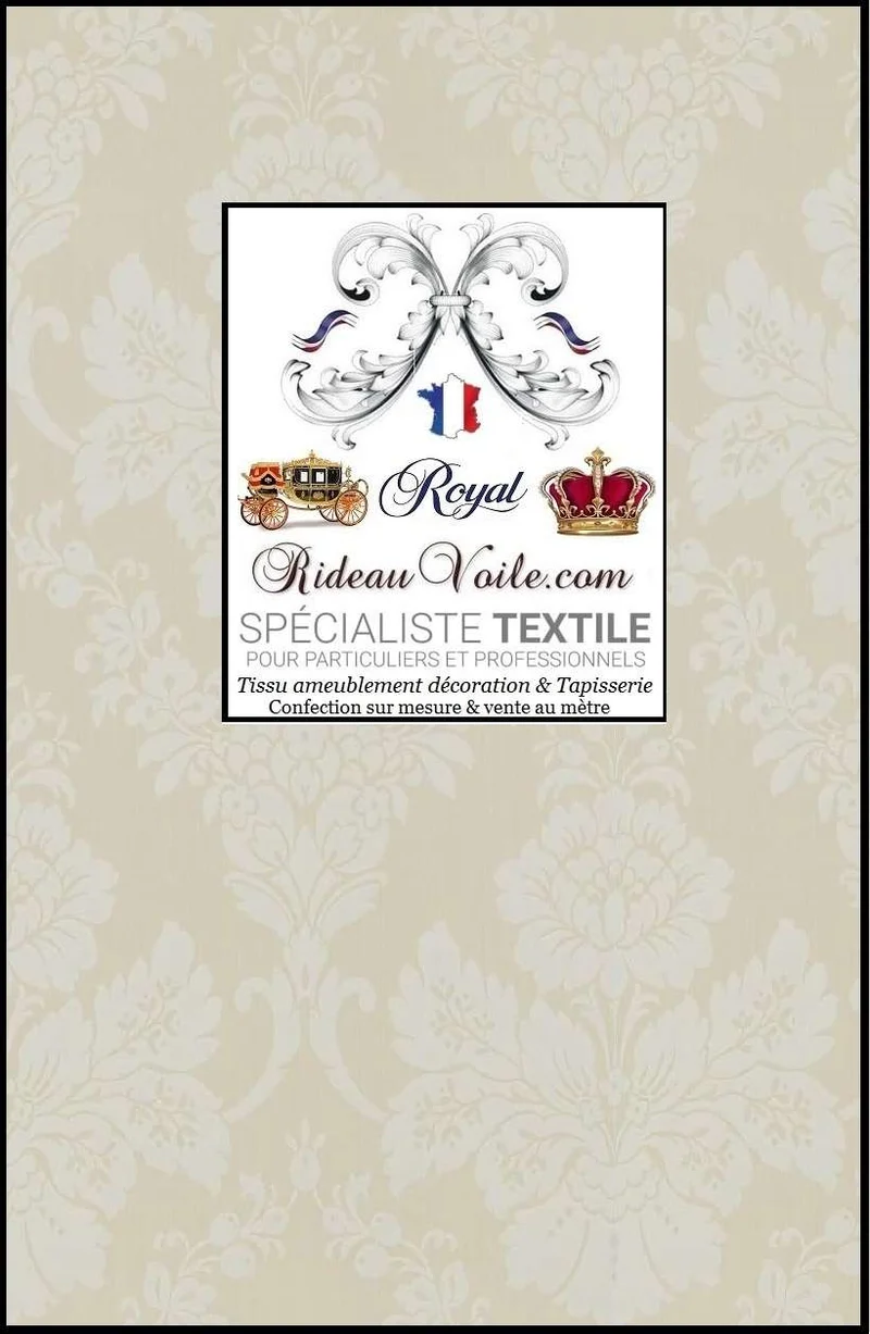 Tissu Damasco floral écru ameublement ignifuge mètre rénovation d'intérieur rideau