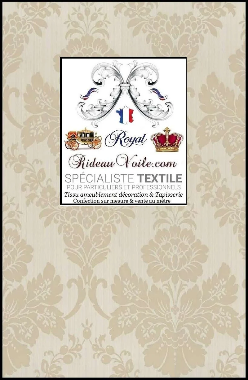 Damasco Beige tissu ameublement non feu mètre architecte rénovation hôtel restaurant