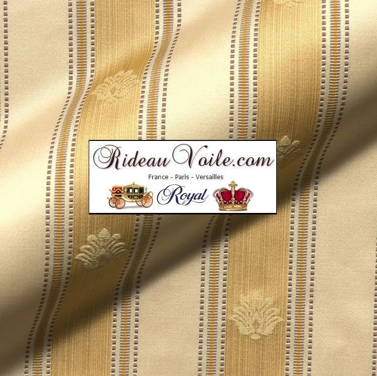 Tissu ignifuge Directoire vintage Jacquard jaune empire rayé ivoire mètre rideau