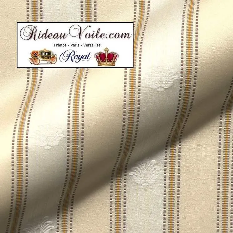 Tissu ignifuge Directoire décoration Jacquard écru ligne ivoire mètre rideau