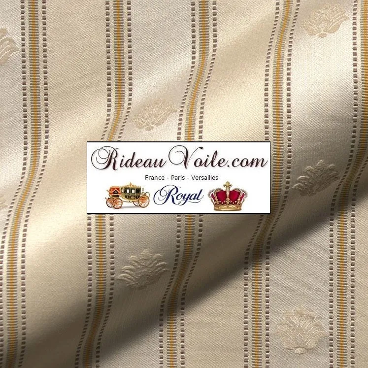 Tissu Empire Directoire ameublement Jacquard crème rayé ivoire mètre rideau