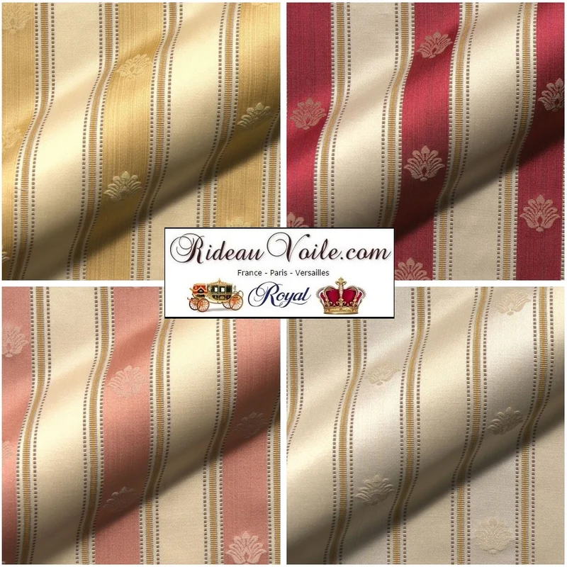 Tissu Empire Directoire ameublement Jacquard crème rayé ivoire mètre rideau