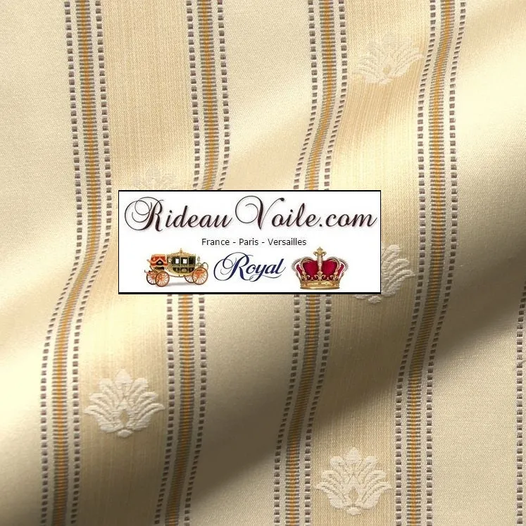 Tissu Empire Directoire ameublement Jacquard beige rayé ivoire mètre rideau