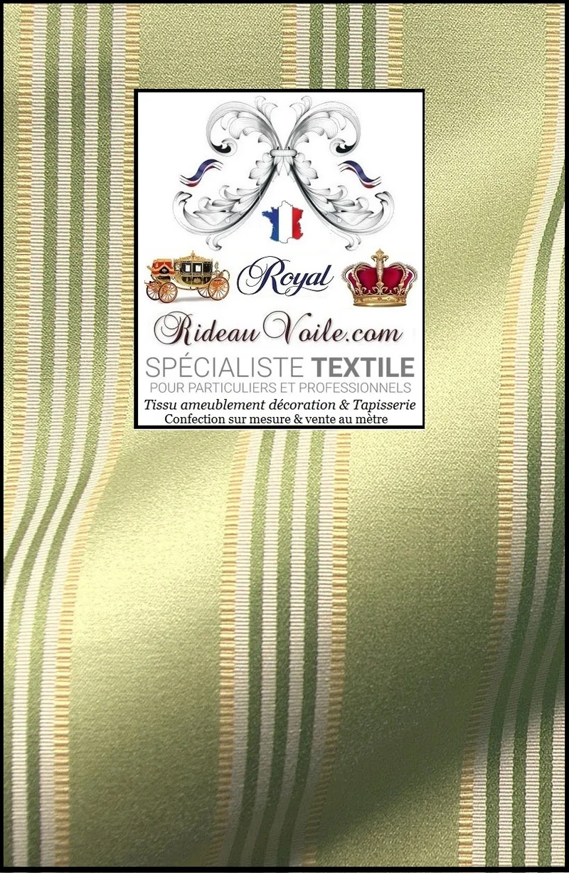 Architecte rénovation intérieur tissu ameublement satin rayé vert mètre rideau