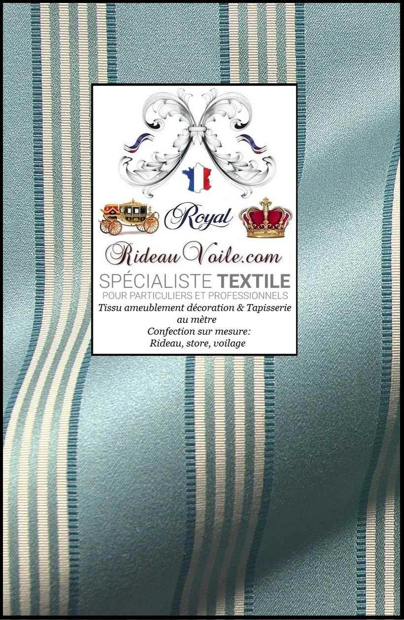 Boutique rénovation intérieur tissu jacquard satin rayé bleu mètre rideau