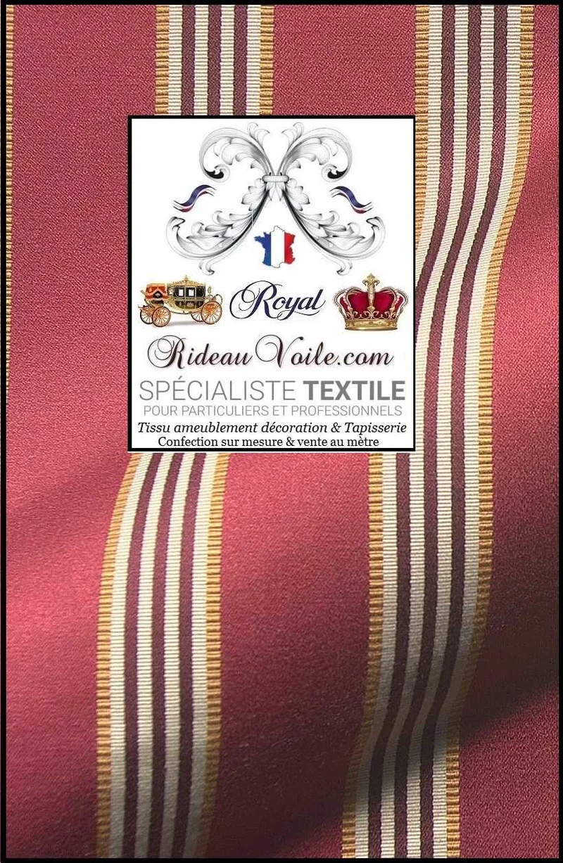 Boutique rénovation intérieur tissu jacquard satin rayé rouge mètre rideau