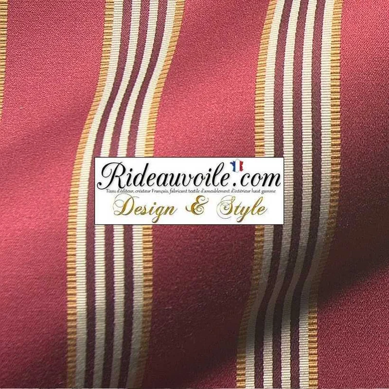 Boutique rénovation intérieur tissu jacquard satin rayé rouge mètre rideau