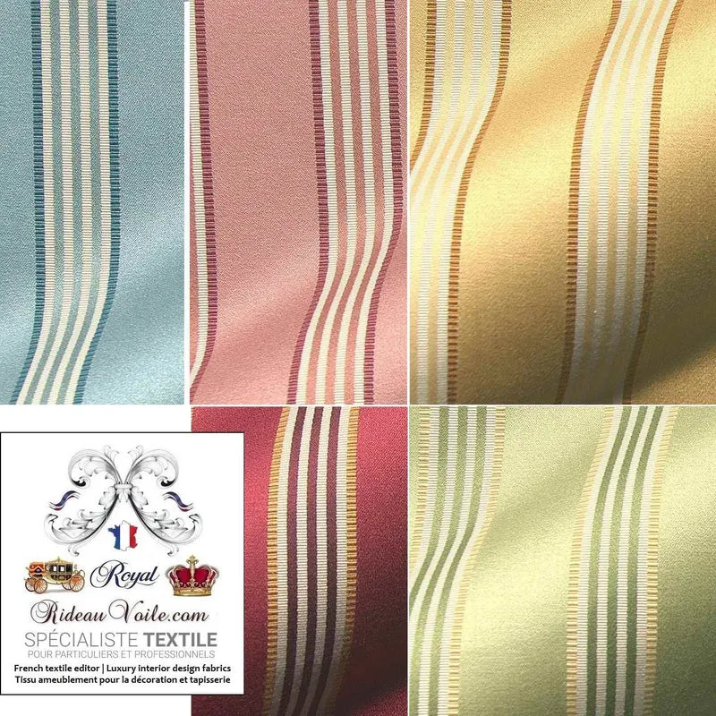 Boutique rénovation intérieur tissu jacquard satin rayé rouge mètre rideau