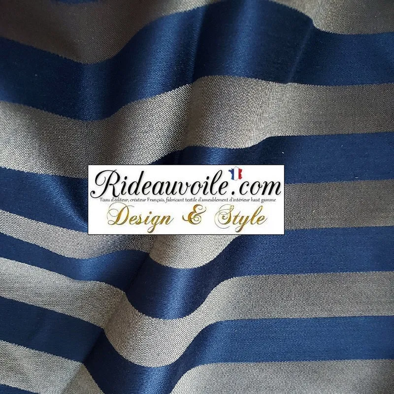 Tissu ameublement vintage Jacquard Baroque Or & bleu marine mètre rideau