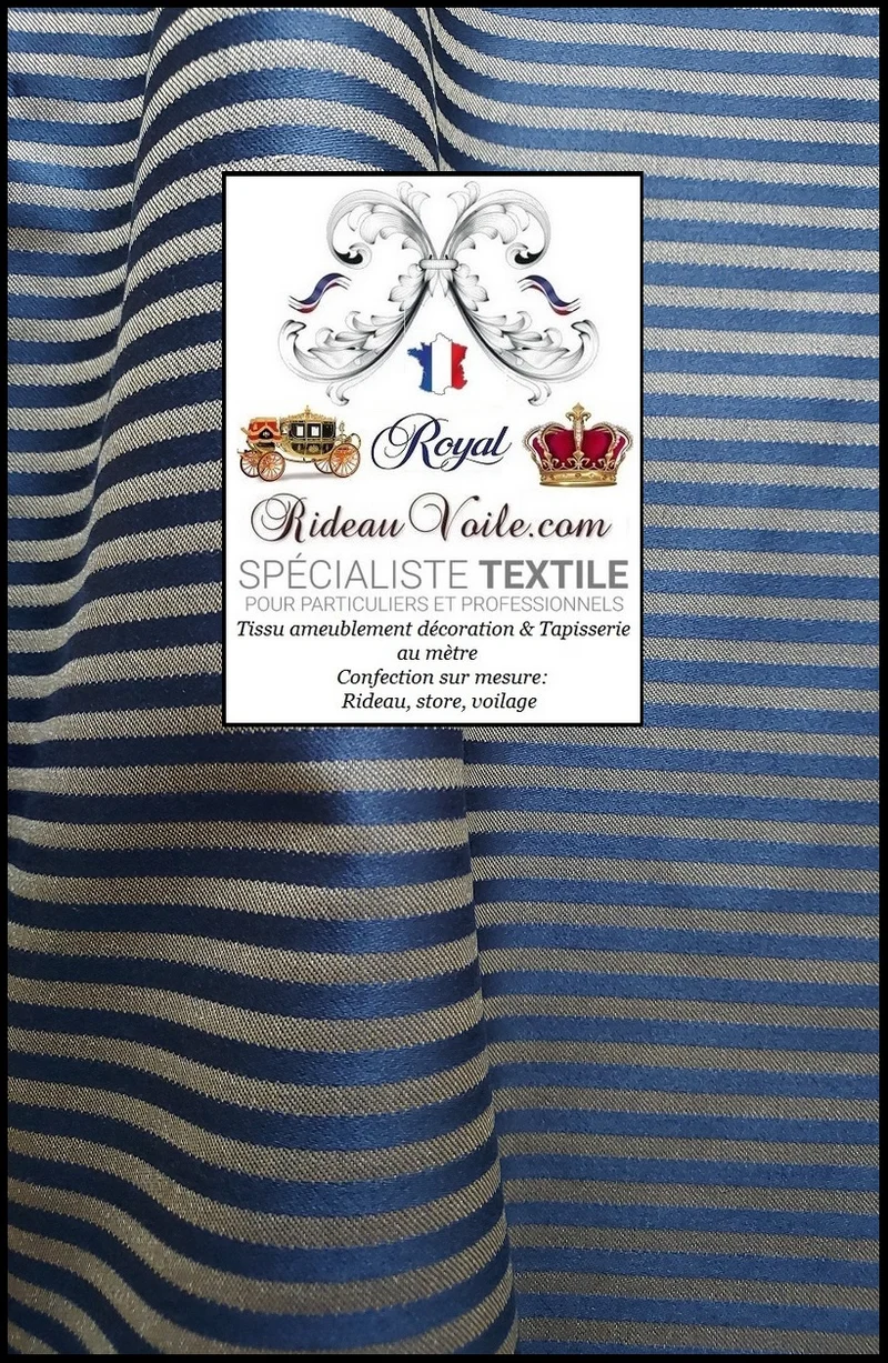 Architecte rénovation Tissu ameublement Jacquard Baroque Or bleu marine mètre