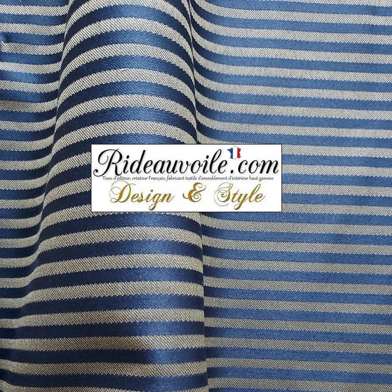 Architecte rénovation Tissu ameublement Jacquard Baroque Or bleu marine mètre