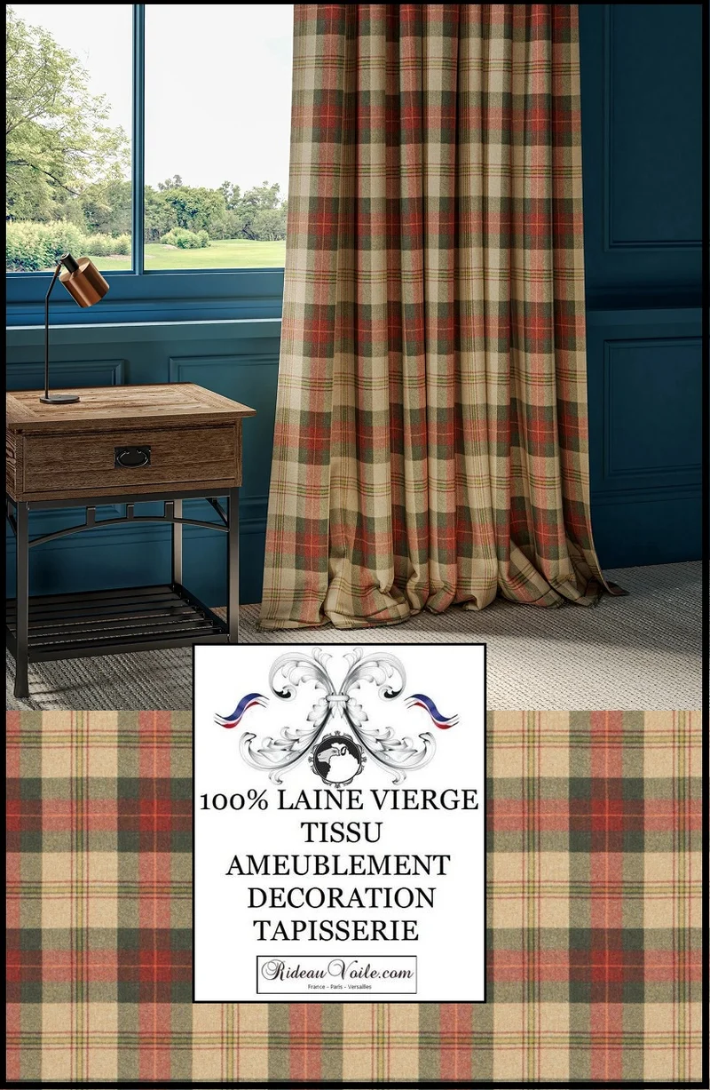 Tissu Laine d'ameublement Tartan carreaux wool interior'home