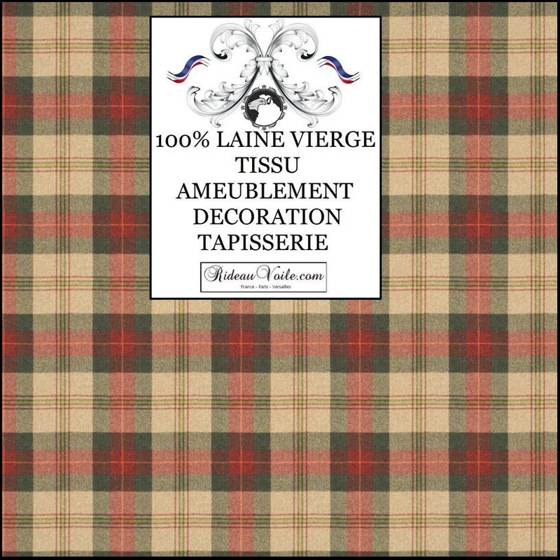 Tissu Laine d'ameublement Tartan carreaux wool interior'home