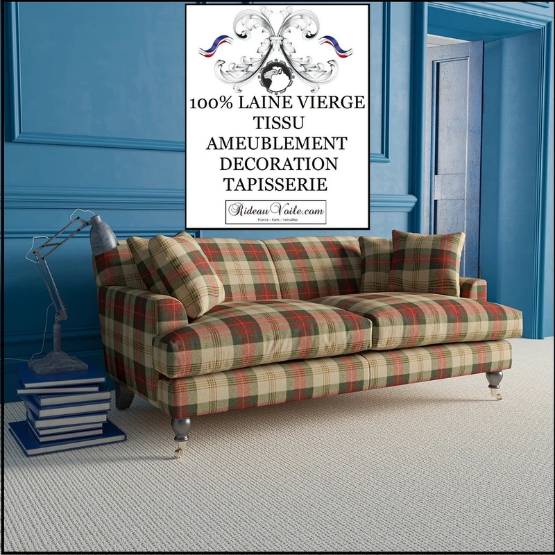 Tissu Laine d'ameublement Tartan carreaux wool interior'home
