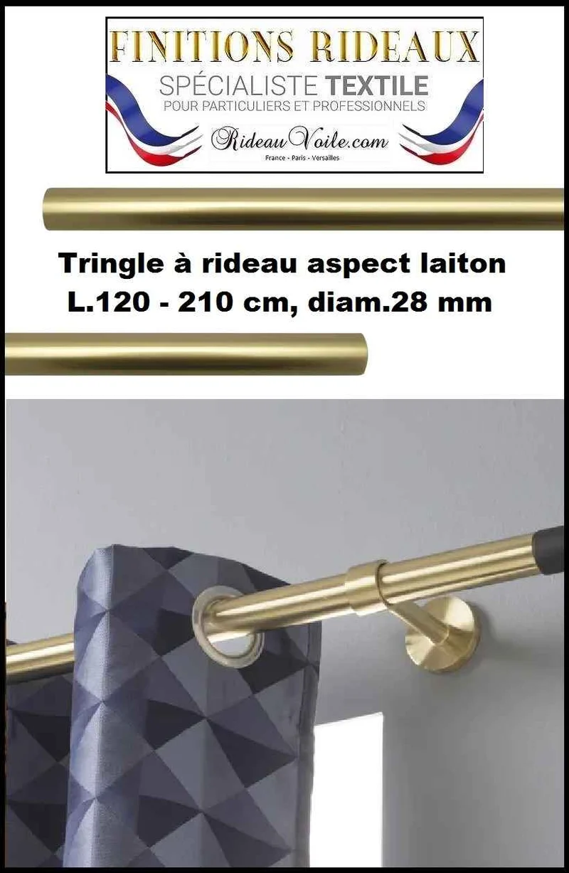 Tringles barres Laiton métal réglables 120 à 210cm support rideaux