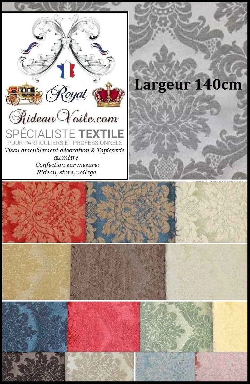 Tissu Damasco 140cm ameublement vente rouleau style Baroque