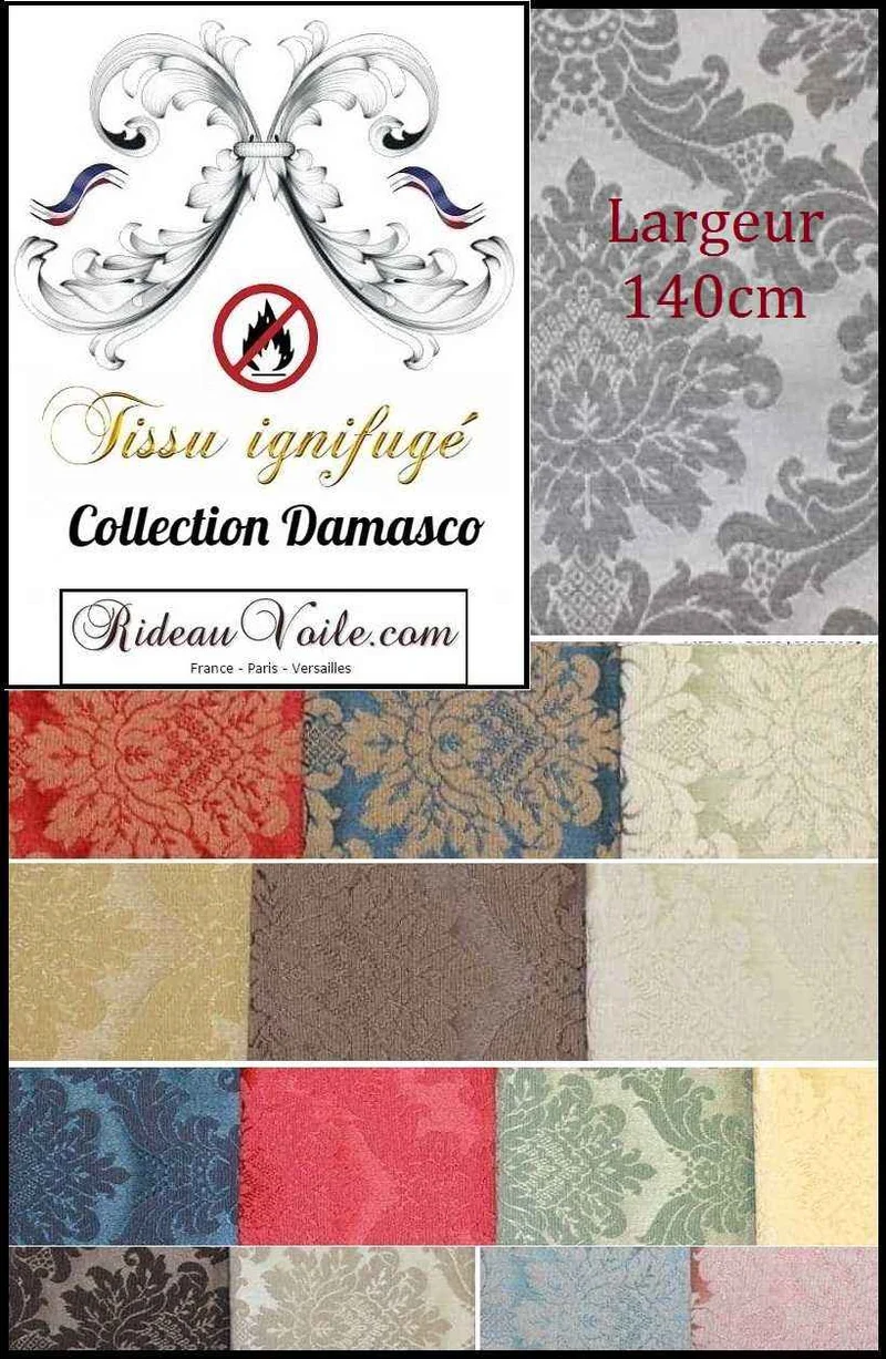 Damasco 140cm classique ameublement Non-feu M1 Ignifuge grossiste rouleau