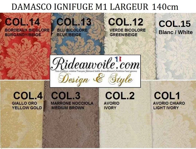 Damasco 140cm classique ameublement Non-feu M1 Ignifuge grossiste rouleau