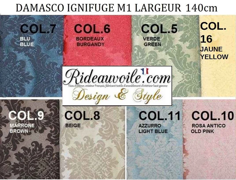 Damasco 140cm classique ameublement Non-feu M1 Ignifuge grossiste rouleau