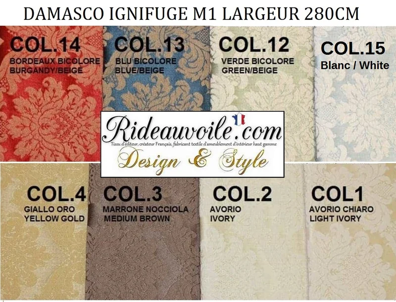Damasco 280cm classique ameublement d'intérieur Non-feu M1 Ignifuge